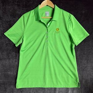 John Deere Golf Shirt Men's L Callaway Green‎ Dri Fit Polo Y2K Prepcore Athletic